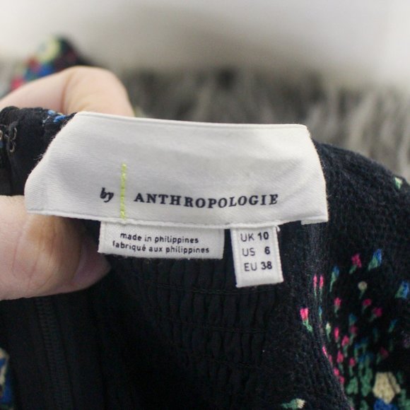 Anthropologie Scarletta Sweetheart Midi Dress Black Floral Romantic Anthro 6 - Picture 9 of 12
